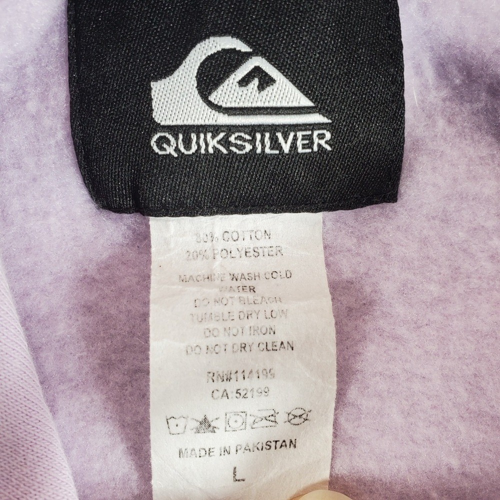 Quiksilver Hoodie Mens Large Light Purple Y2K Double Sided Surf Grunge Pullover - Picture 5 of 13